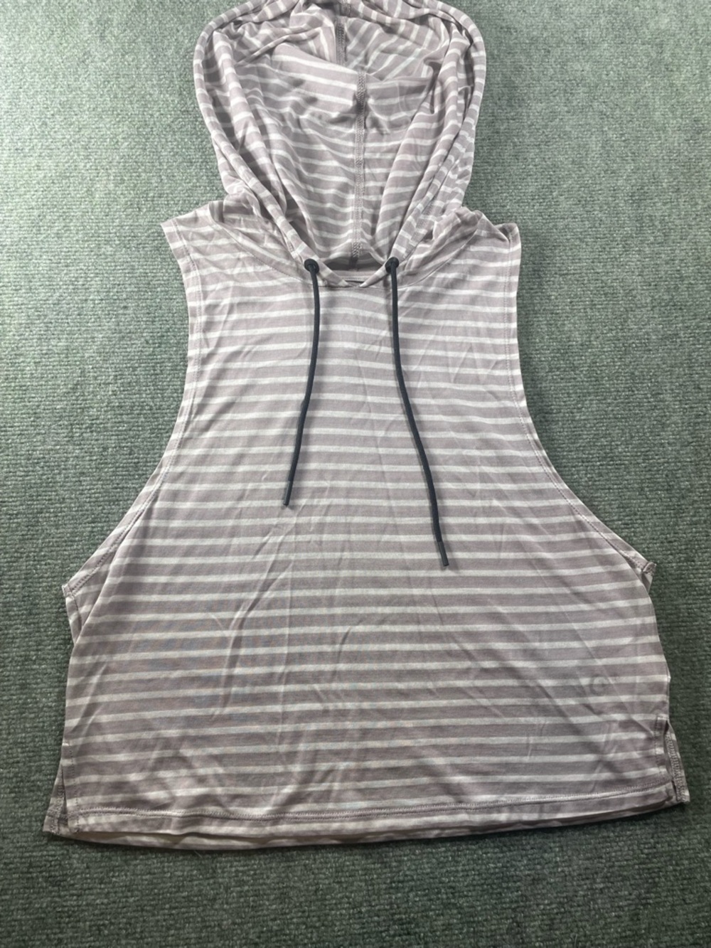 Sleeveless Striped Hooded Tank Top - lavender/White